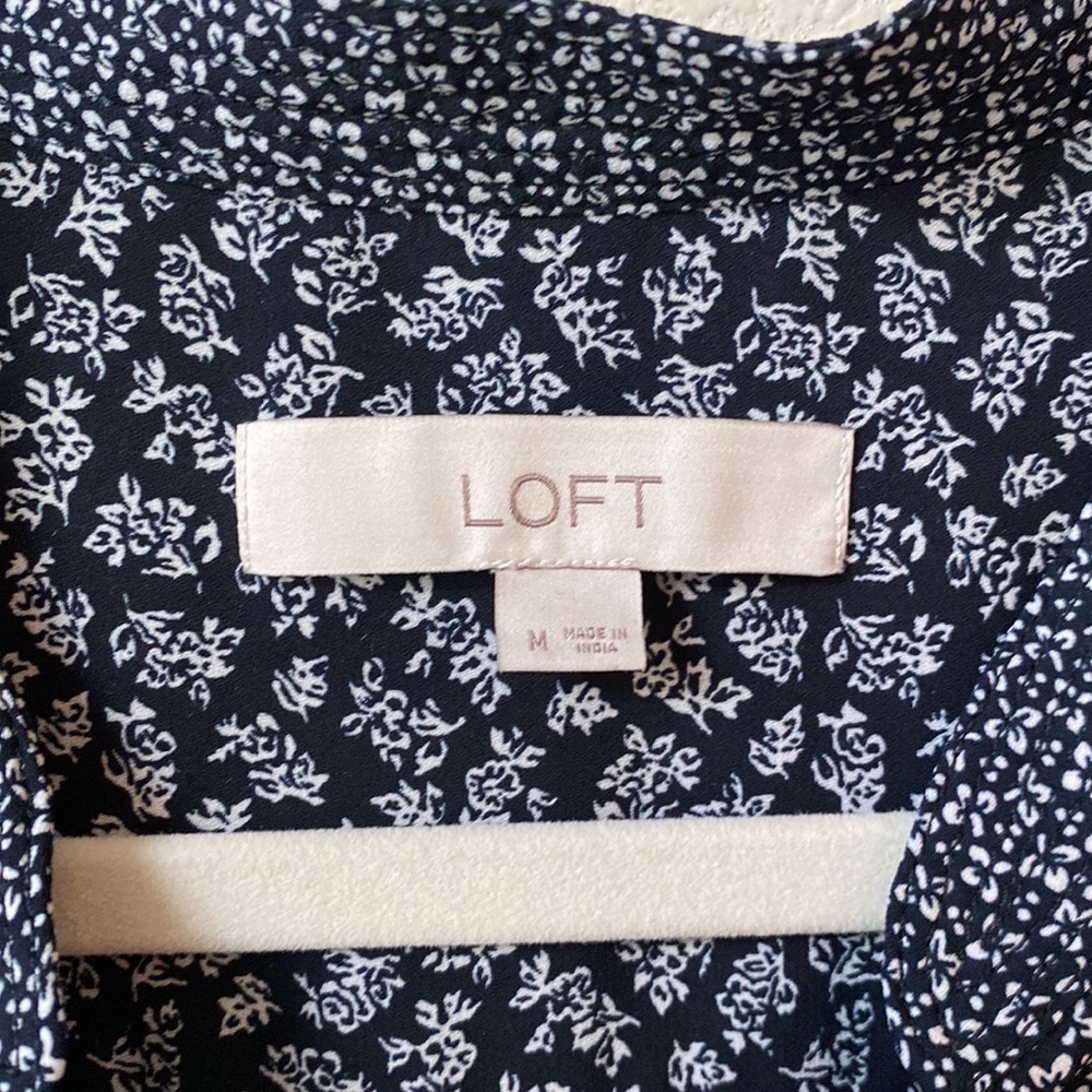 Loft Blue Patterned Blouse - image 3